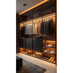 Reliable Modern Melamine Plywood with LED Light <strong>Closet</strong> Wardrobe Furniture <strong>Design</strong> Refined Outline Robust Assembly Walk in <strong>Closet</strong> - Product Image 6