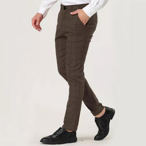 Pantalon de Costume Classique pour Homme, Carreaux Imprimés, Coupe Ajustée, Boutonné sur le Devant, d'Affaires avec Poches - Product Image 5