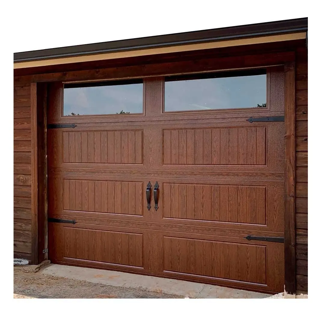 Porte de Garage sectionnelle en bois américain, porte de Garage de Villa, Section supérieure, porte de chariot, volet de voiture simple, portes de Garage coulissantes et pliantes 9x8