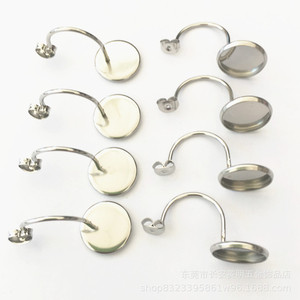 Crochets d'oreille en acier inoxydable en forme de U avec plateaux ronds, accessoires pour boucles d'oreilles DIY - Product Image 4