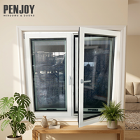 Ventana de Madera Sólida de Roble Blanco PENJOY, Tamaño Personalizado, Acero Inoxidable, Vidrio Templado, para Casa Pasiva u Hotel