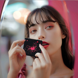 Miroir <span class=keywords><strong>de</strong></span> maquillage pliable compact en cuir PU avec logo personnalisé, double face, carré, pour voyage, cadeau promotionnel - Product Image 3