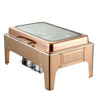 Nouveau Design Pliable Luxe 9L Acier Inoxydable Chaufferette à Alcool Ensemble de Traiteur Plats Chauds de Réchaud de Buffet avec Arrêt Automatique