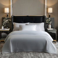 Parures de draps en coton blanc uni personnalisées pour hôtels, ensembles de draps plats, housses de couette de luxe, parures de lit blanches