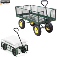 Carretilla de Jardín de Malla Metálica de 220 kg con Ruedas Neumáticas de 10 x 3.50-4 y Llantas Metálicas 	 Carrito de Jardín, Carrito Utilitario para Jardín y Vivero