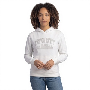 Sudadera con Capucha Blanca para Mujer Twin City con Estampado de Logotipo Frontal, Corte Regular, para Otoño - Product Image 1