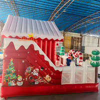 Château gonflable de Noël pour fêtes en plein air, décoration de vacances, toboggan gonflable bonhomme de neige à louer pour enfants