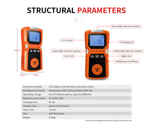 아이케시 휴대용 가스 감지기 분석기 Adks-1 Cl2 H2 <span class=keywords><strong>Hcl</strong></span> So2 No No2 O2 So2 폭발성 및 맞춤형 - Product Image 4