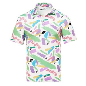 Chemise de golf personnalisée pour homme, manches courtes, motif drapeau imprimé en sérigraphie, 100 % polyester respirant, col montant - Product Image 2