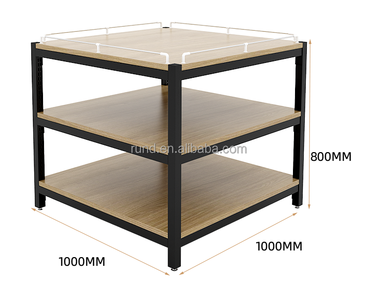 Supermarket Promotion Table with Zinc Sheet Steel Wire Mesh Basket Descriptive Desk Display for Products for Storefronts