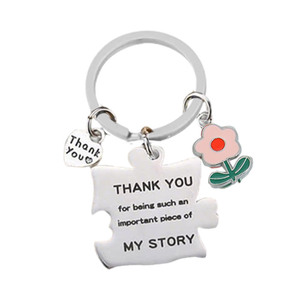Porte-clés floral en acier inoxydable gravable, pendentif souvenir d'appréciation pour les enseignants et les diplômés - Product Image 4