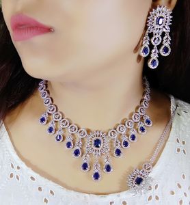 Luxury <b>Statement</b> <b>Jewelry</b> Necklace Elegant Unique <b>Jewelry</b> CZ Choker Necklace Wedding AD Diamond Necklace - Product Image 4