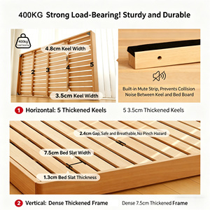 Solid Beech Wood Minimalist Eco-Friendly Platform Low Profile <strong>Floor</strong> <strong>Bed</strong> <strong>Frame</strong> No Headboard for Adults &amp; Kids Bedroom - Product Image 5