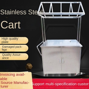 आधुनिक स्टेनलेस स्टील स्नैक कार्ट हैंड पुश डाइनिंग कार रात बाजार के लिए थोक धातु पैनल लकड़ी शैली स्टील कला - Product Image 2