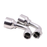 26791 Raccord coudé hydraulique femelle JIC 90 degrés à sertir, filetage américain, joint conique 74, code Crimp