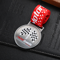 Médaille souvenir de course de moto personnalisée par sublimation en alliage de zinc moulé sous pression avec ruban