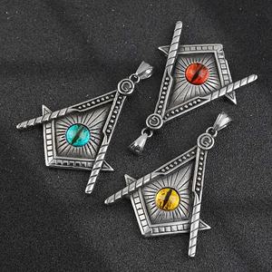 Collier Charmant en Acier Inoxydable avec Pendentif Œil de Diamant, Dernière Conception, Bijoux Maçonniques à Sertissage Bezel, Idéal pour les Chrétiens - Vente Chaude - Product Image 1