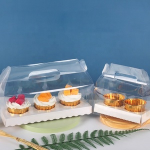 กล่องเค้กใสขนาด 4 นิ้วแบบพกพาพร้อมหูหิ้ว สำหรับร้านขายเค้กและขนมหวาน รับผลิตตามสั่งและสกรีนโลโก้ - Product Image 5