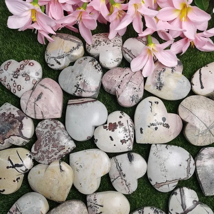 Piedras preciosas curativas pulidas, cristales de corazón, imagen artesanal tallada, corazón de jaspe
