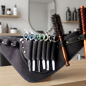 Bolsa para Tijeras de Barbero de Acero Inoxidable ASAP para Diestros con Cepillo de Pelo de Mango Largo y Correa para Propietarios de Salones - Product Image 2