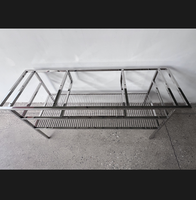 Console de lavabo de salle de bain polie, double vasque, meuble de lavage de cuisine, pieds en acier inoxydable, chrome poli pour plan de travail en marbre, neuf