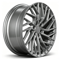 Jantes de voiture en aluminium forgé 15-26 pouces, multi-rayons entrelacés, finition gris canon usiné, pour le marché secondaire