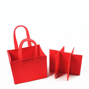 Bolsa de vino reciclada, bolsa de vino de tela de fieltro, diseño personalizado resistente, reutilizable, dividido, 4 /6 botellas - Product Image 3