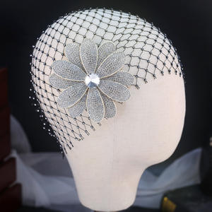 Nouvelle Tiare <span class=keywords><strong>Vintage</strong></span> pour Mariée, Style Français, avec Strass et <span class=keywords><strong>Filet</strong></span> en Maille, pour Mariage, Photographie, Spectacle Scénique, Coiffe Couronne - Product Image 4