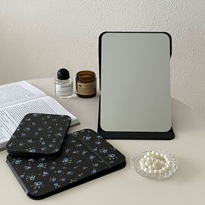 Folding Makeup Mirror Square Silver Lens Portable Desktop Ornament For Student Dorm Home Use - Product Image 1
