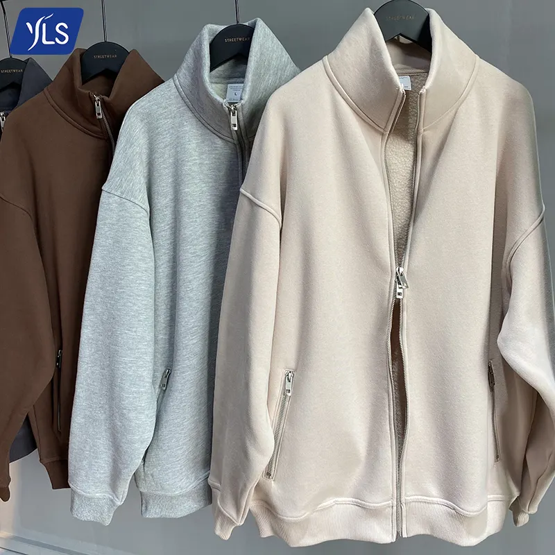 YLS Hot Sale Men Designer Relaxed Fit Custom Camo Hoodies Warm Polar Fleece Crop Zip Up Branded Sweatshirt Hoodie Clothing