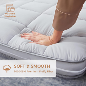 Tùy Chỉnh Màu Xám Polyester 3Inch Đôi Nệm <span class=keywords><strong>Topper</strong></span> Duy Nhất Bìa Bộ Nhớ Bọt Nệm Cao Su Bìa Với Dây Kéo - Product Image 3
