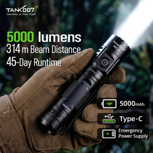 TANK007 KC35 ไฟฉายยุทธวิธีพลังงานสูง 5000 ลูเมนส์ ซุปเปอร์ไบรท์ไฟฉายกลางแจ้งแบบชาร์จไฟได้แบบพกพาฉุกเฉินลินเทอร์นาส - Product Image 1