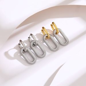 Boucles <span class=keywords><strong>d</strong></span>'oreilles pendantes exagérées en chaîne Boucles <span class=keywords><strong>d</strong></span>'oreilles géométriques en acier inoxydable plaqué or 18 carats - Product Image 3