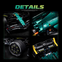Blocs de construction de voiture de course de Formule 1 MK6022 1:8, vert électroplaqué, assemblage DIY, jouet éducatif STEM en plastique ABS, cadeau pour enfants
