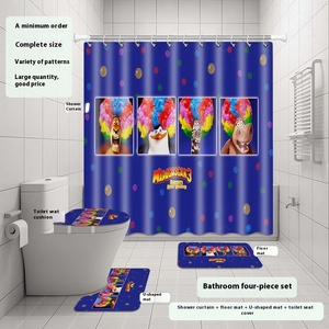 Grenz überschreitende exklusive vierteilige Badezimmer-Set Digitaldruck Dusch vorhang Wasserdichte Trennwand für Amazon <span class=keywords><strong>Party</strong></span> Dekorationen - Product Image 2