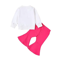 Ensemble 2 pièces sweat-shirt imprimé et pantalon patte d'éléphant en coton doux pour enfants et mamans, tenue assortie mère-fille