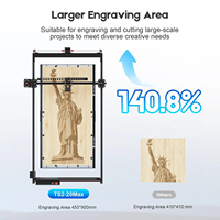Graveur/découpeur laser 3D TWOTREES TS2-20W Max pour bois/caoutchouc, certifié CE, avec assistance pneumatique intégrée, contrôle par application, multifonctionnel IA