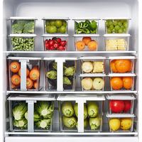 Boîtes de rangement alimentaire en plastique transparent empilables pour réfrigérateur, organiseur de réfrigérateur avec couvercle