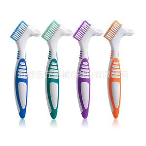 Brosse de nettoyage pour prothèses dentaires OEM à double tête pour l'entretien des appareils orthodontiques et des aligneurs, en plastique, 28g, bleu, vert, violet, orange - Product Image 2