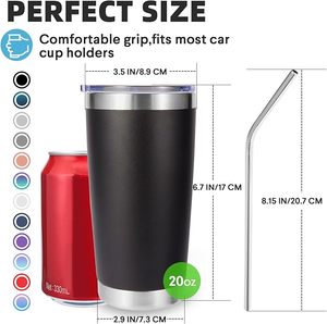 20oz Tumbler Bulk Stainless Steel Vacuum Insulated Tumblers with <b>Lid</b> Double Wall Travel Mug Durable Powder Coated <b>Coffee</b> <b>Cup</b> - Product Image 3