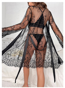 Vestido Largo <span class=keywords><strong>de</strong></span> Encaje Sexy para Mujer, Vestido Transparente, Lencería, Kimono, Bata, Traje <span class=keywords><strong>de</strong></span> <span class=keywords><strong>Baño</strong></span>, Ropa <span class=keywords><strong>de</strong></span> Dormir Romántica, Transpirable y Suave para Verano y Otoño - Product Image 5
