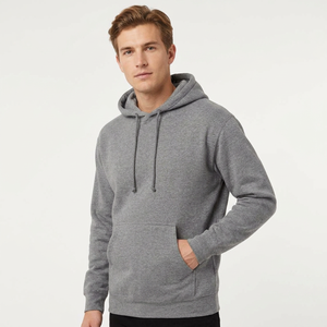 Sweat-shirt à capuche pour homme, couleur gris anthracite chiné, taille XL, anti-rétrécissement, broderie 3D, motif uni - Product Image 1