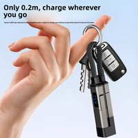 Cable de carga 4 en 1 USB tipo C PD con llavero, pantalla LED digital, 65W 5A, carga rápida, cable de datos con cordón para teléfono, línea portátil.