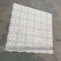 Dekorasi Dinding Backsplash Mewah Ringan Pola Bunga Daisy Putih Carrara Ubin Mosaik Batu Marmer Waterjet