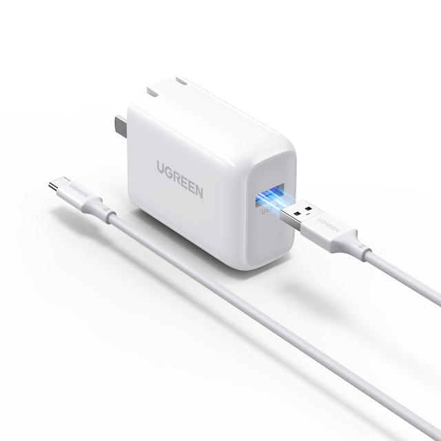 UGREEN 22.5W Single USB-A Port Foldable Charger Set with USB a to USB C Cable