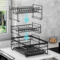 Assiettes de vaisselle détachables à 3 niveaux, support de rangement pour bol, cuisine de grande capacité sur l'évier, égouttoir à vaisselle avec plateau d'égouttage