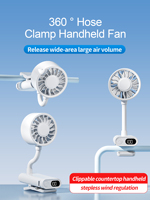Ventilateur portable et à clipser 2-en-1, 100 vitesses progressives, 360° °   Mini ventilateur flexible à col de cygne rechargeable par USB pour bureau, poussette et voyage