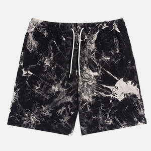 Ropa personalizada para exteriores, pantalones cortos negros para hombre, ropa de calle de verano, cintura elástica, pantalones cortos teñidos con lazo - Product Image 1
