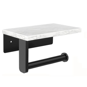 Porte-papier toilette et porte-serviettes mural en alliage de zinc, design moderne, longueur 35 cm, rangement pour salle de bain à domicile - Product Image 4