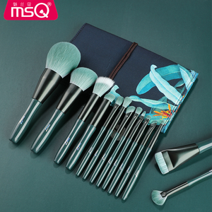 Ensemble de pinceaux de maquillage professionnels végétaliens pour les yeux et le visage, 14 pièces, pinceaux de maquillage de haute qualité, style éventail - Product Image 4